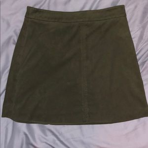 Green suede mini skirt